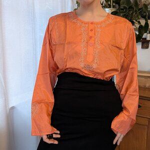 Venezia - 90s tunic - 70% silk blend - bright orange - 18/20